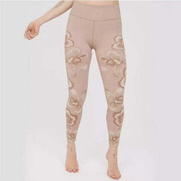 aerie Pants - Offline By Aerie Tan Floral Hi-Rise 7/8 Legging NWT Size XS Athletic Gym Workout